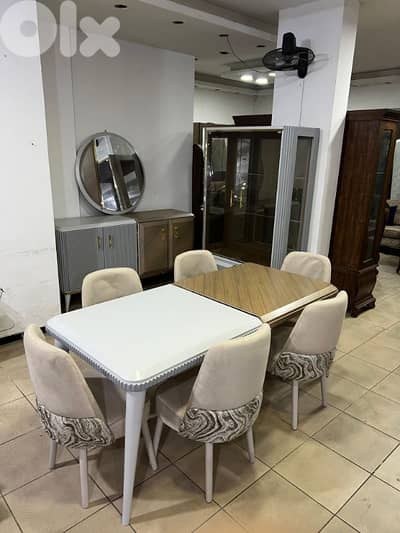 اوضة سفرة مصرية خشب زان ولاتي شبه جديدة