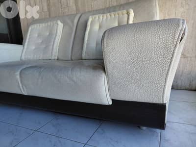 2 Leather Sofas (Great Deal) — Off White Color