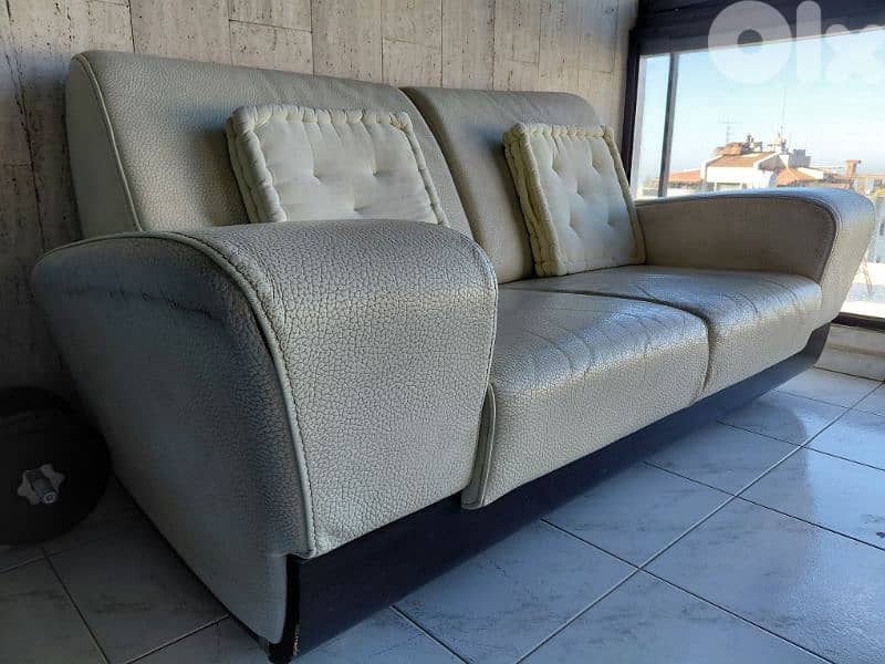 2 Leather Sofas (Great Deal) — Off White Color 1