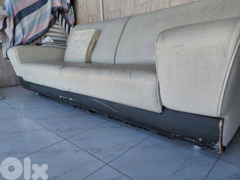 2 Leather Sofas (Great Deal) — Off White Color 5