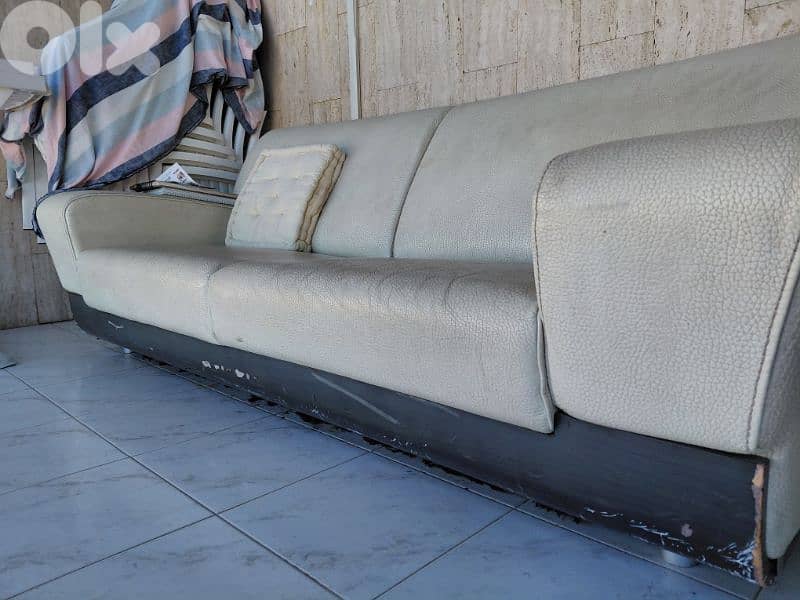 2 Leather Sofas (Great Deal) — Off White Color 6