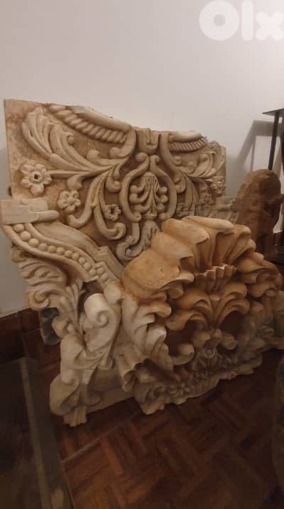Monumental Antique Hand-Carved Architectural Stone Panels