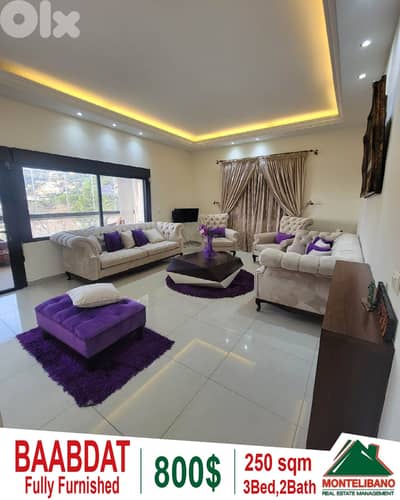 250 sqm Apartment For Rent in Baabdat بعبدات with Open Mountain View