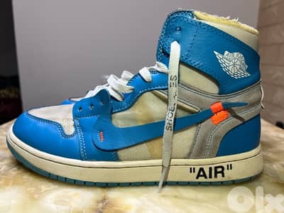 Air Jordan 1 x Off-White UNC Blue – Size (43)–  Used in Good Condition