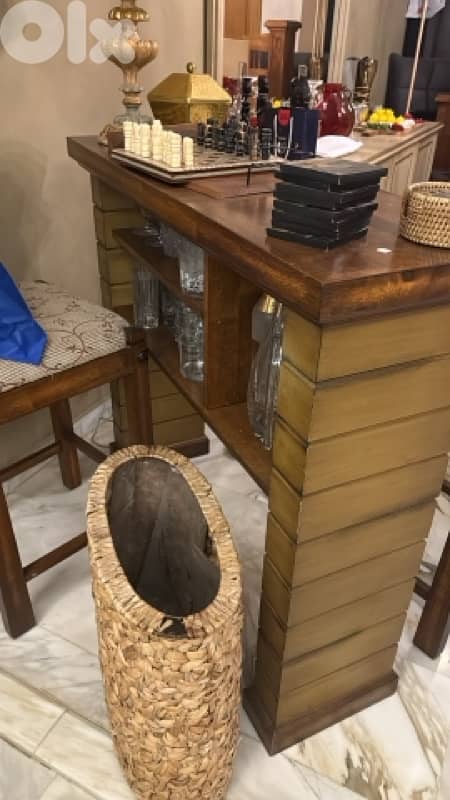 wood bar with 2 chairs 1