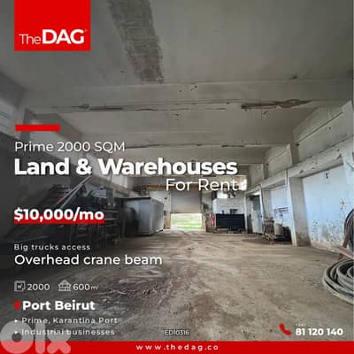 Prime 2000 SQM Warehouses with Land for Rent in Karantina Port