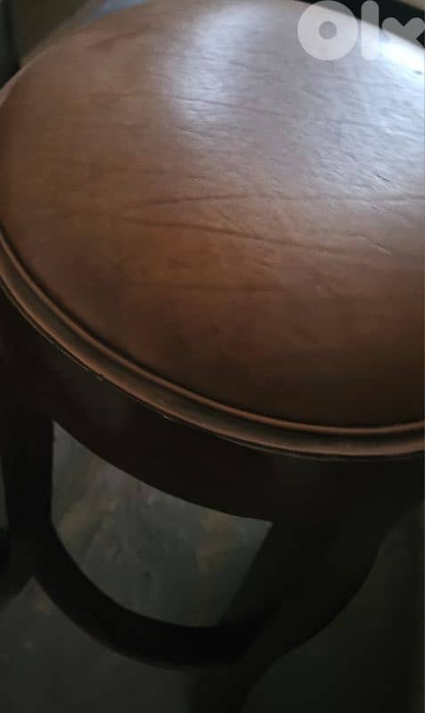 Bar with stools - solid wood engraved with metal crosses 2