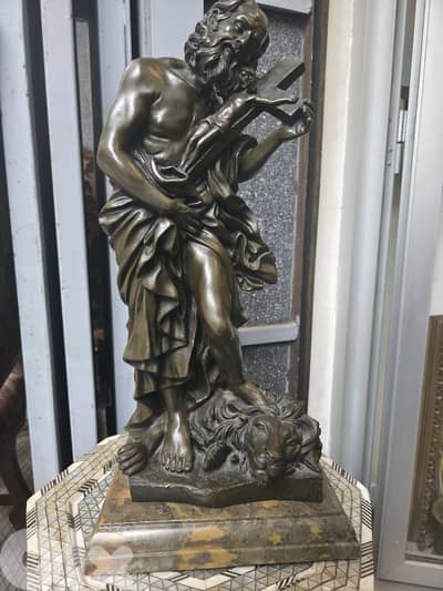 منحوتة برونزية – القديس جيروم مع الأسد