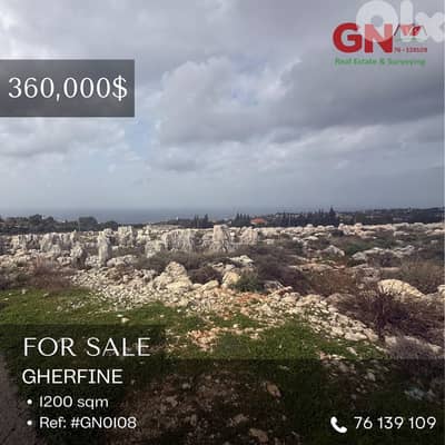 For Sale: Beautiful Land in Gherfine for ONLY 360,000$ أرض في غرفين