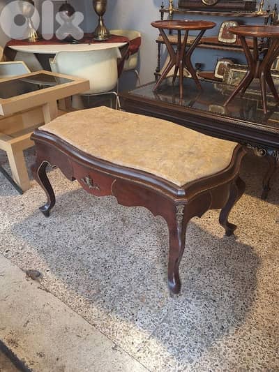 marble top wooden coffee table