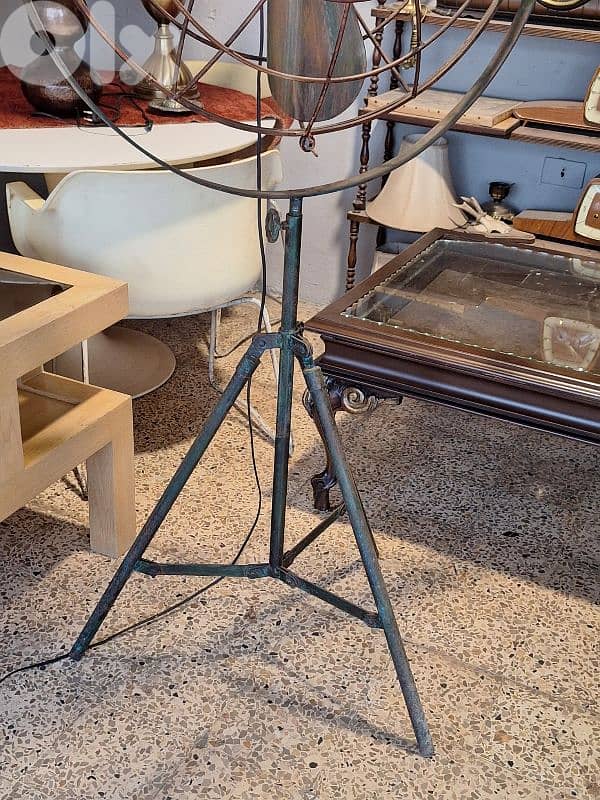 antique metal tripod fan floor lamp 2