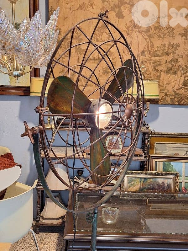 antique metal tripod fan floor lamp 3
