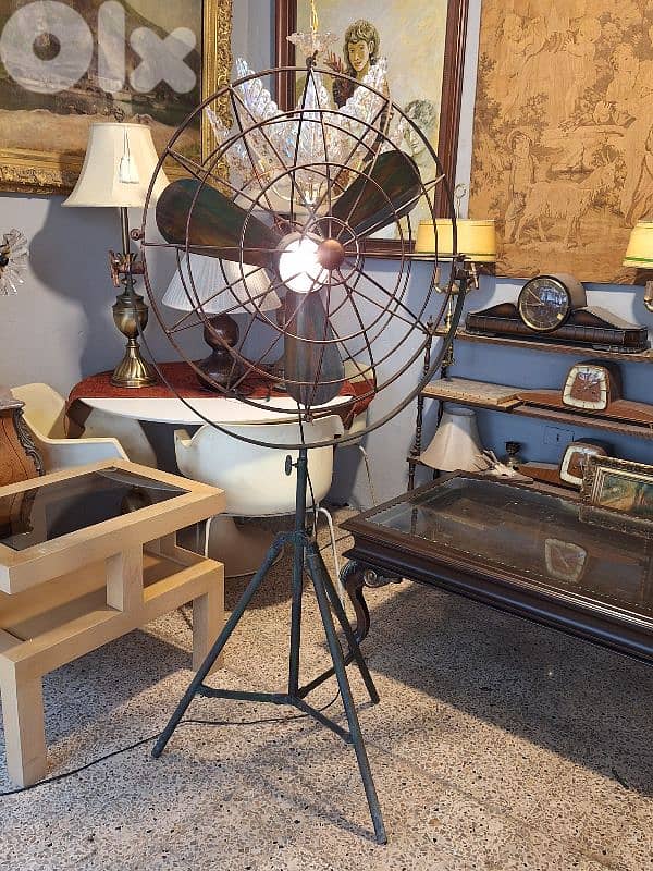 antique metal tripod fan floor lamp 5