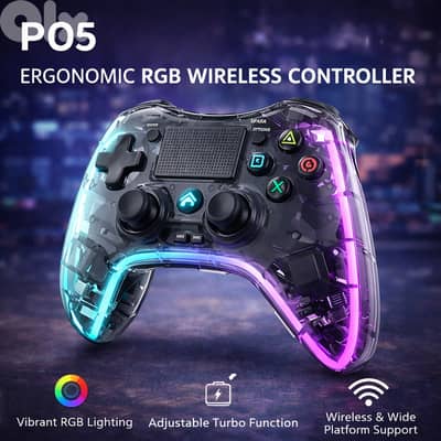 P05 Ergonomic RGB Wireless Controller for PS3,PS4, PC,Phones,NINTENDO