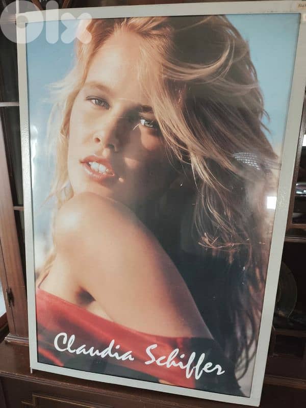 5 big posters with vintage frame,claudia schiffer,cindy crawford 1