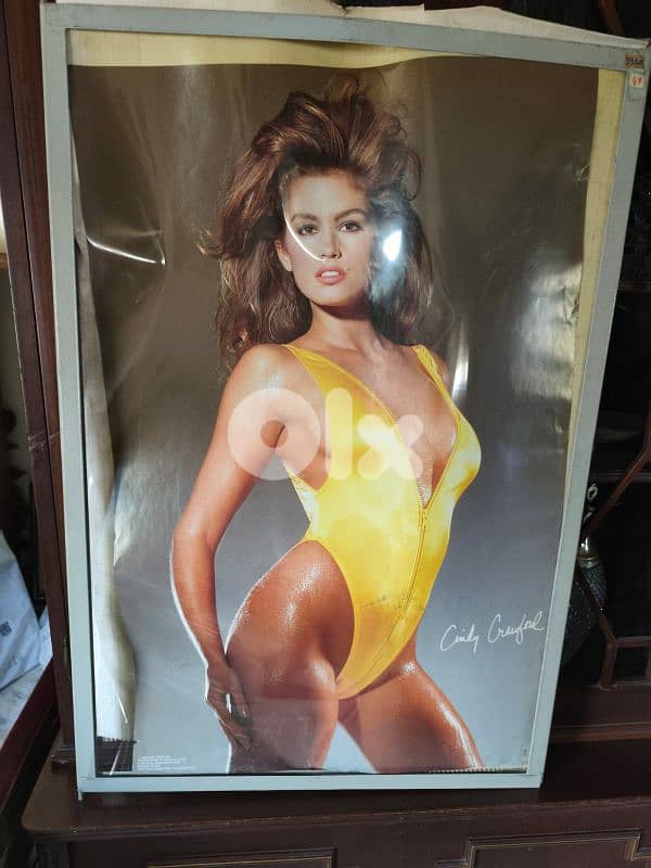 5 big posters with vintage frame,claudia schiffer,cindy crawford 3