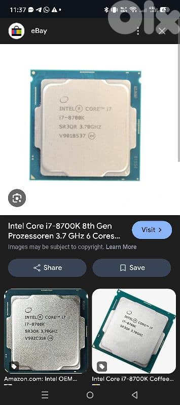 Cpu i7 8700k 3.7ghz , 32gb ram ddr4 2400 ,