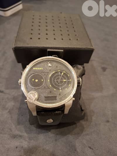 Diesel black leather mens watch