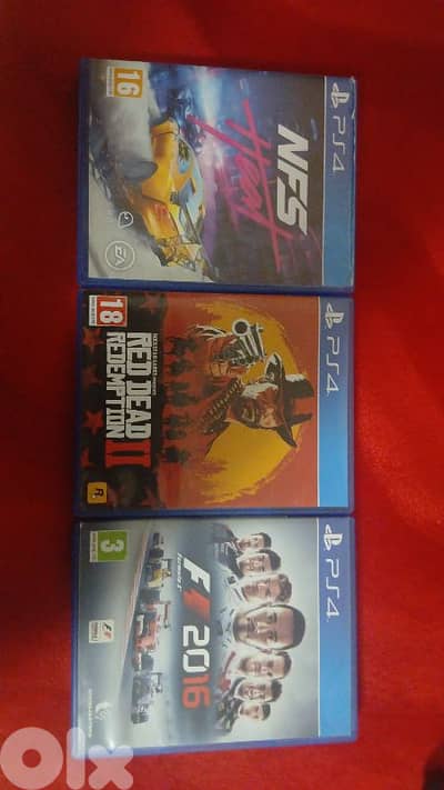 red dead redemption 2, need for speed heat, f1 2016 CD disk