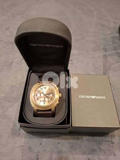 Emporio Armani borwn leather mens watch