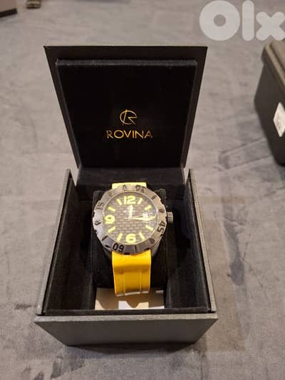 Rovina rubber yellow mens watch