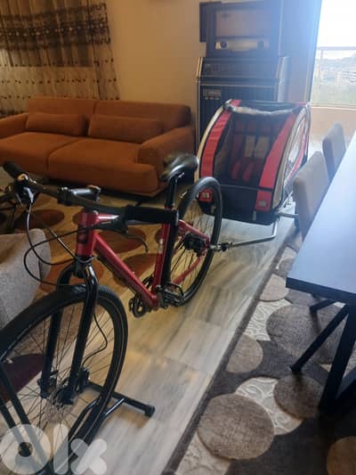 Giant bike with child trolley