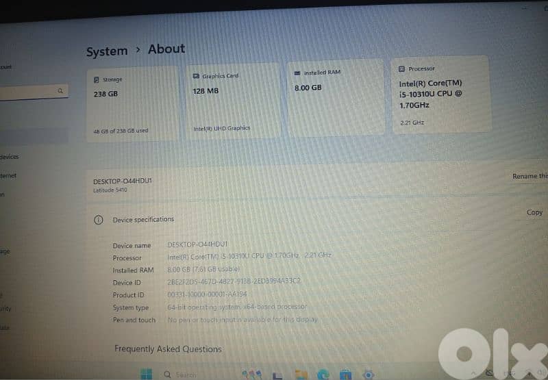 core i5 10th generation Dell 5410 4