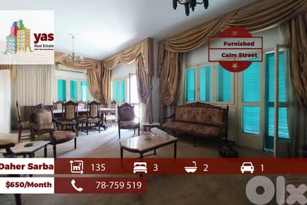 Daher Sarba 135m2 | Furnished | Calm Street | Well Maintained | IV