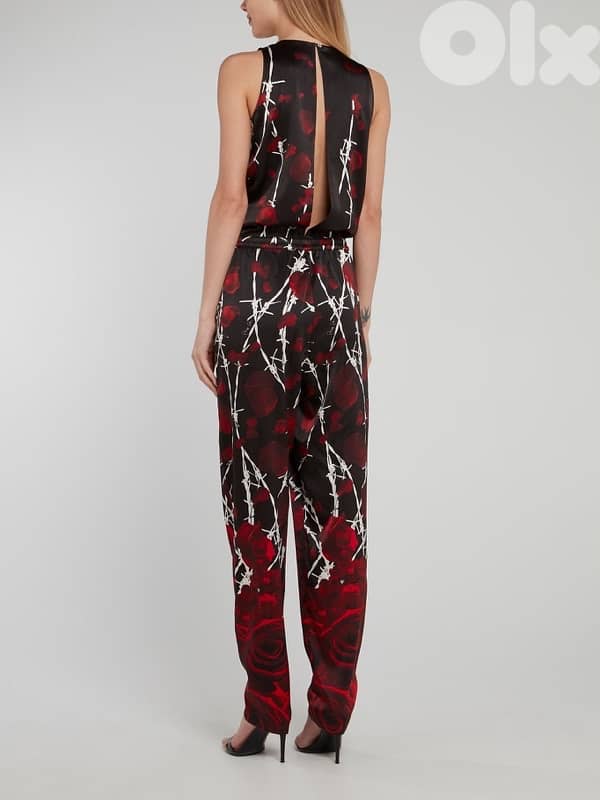 Philip Plein WHITE ROSE PRINT BACK SLIT JUMPSUIT 4