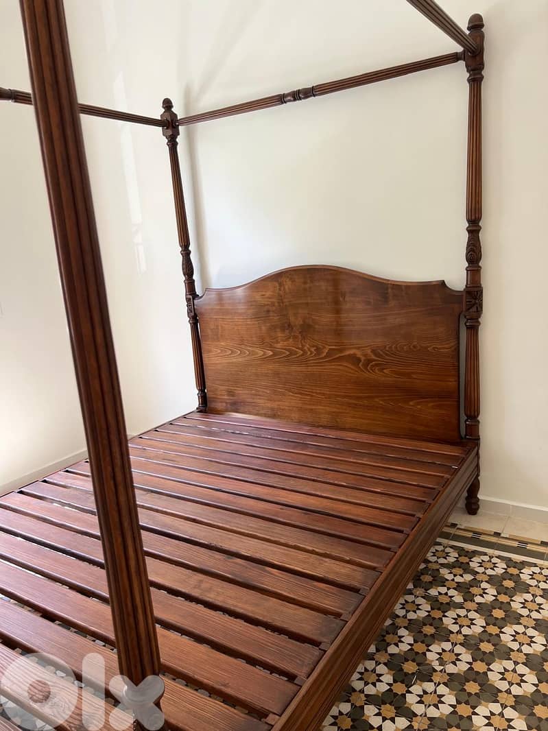 Vintage Renovated Pure Walnut Bed 1