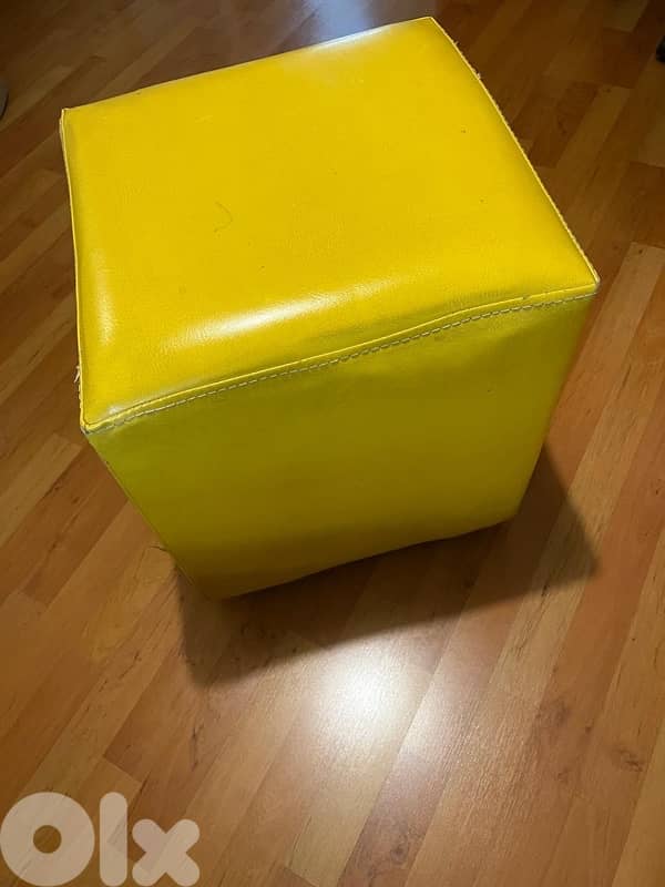 Yellow Pouf – Seat or Side Table 1