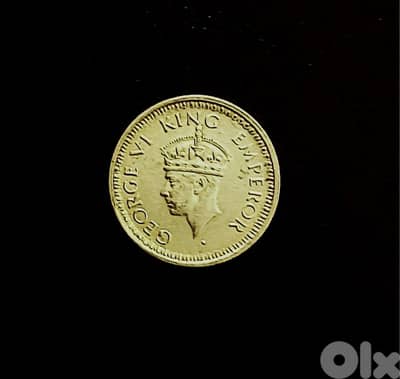 British India 1944 Silver quarter Rupee KGVI