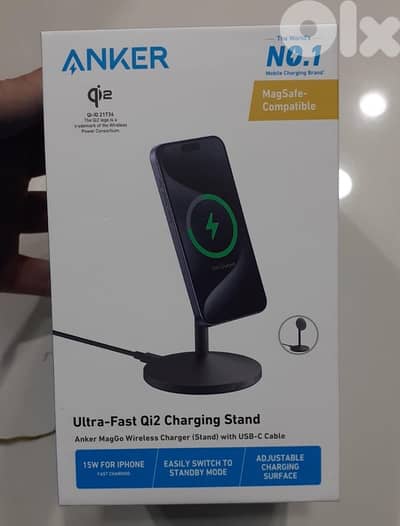 Anker MagGo Qi2 15w Wireless Charging Stand With Usb-c Cable