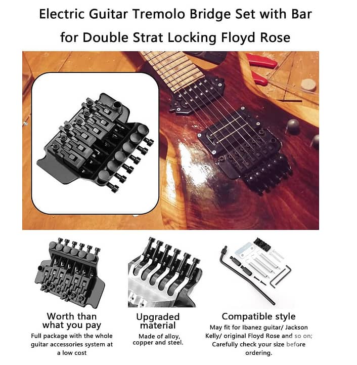 Black Electric Guitar Tremolo Bridge Strat Locking Floyd Rose 1