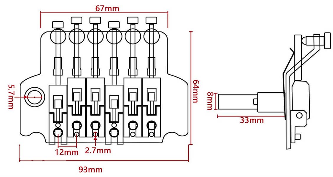 Black Electric Guitar Tremolo Bridge Strat Locking Floyd Rose 2