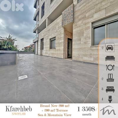 Kfarehbab | Prime 200m² Apart + 200m² Terrace | Sea & Mountain View
