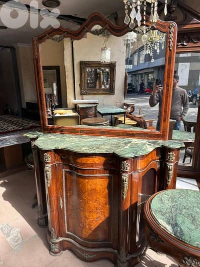 قنصول ملكي مع مرايا مصري خشب زان انتيك مرصع نحاس وج رخام