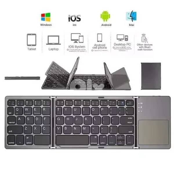 Slim Wireless Bluetooth Keyboard Ultra Thin Foldable Keyboard 3