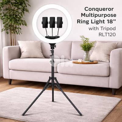 Conqueror Multipurpose Ring Light 18” with Tripod for Mobile Phone
