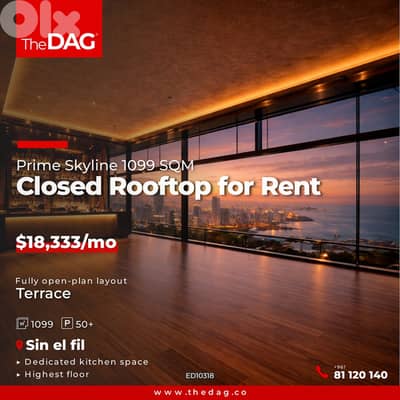 Prime Skyline 1099 SQM Closed Rooftop for Rent in Sin El Fil