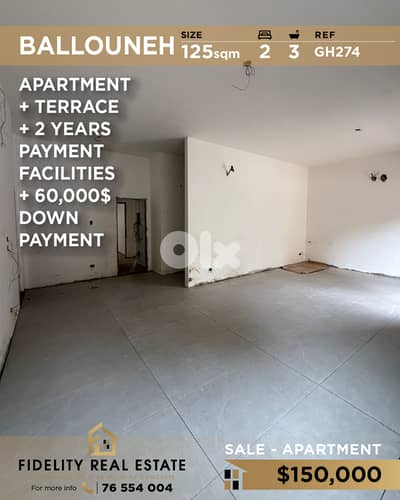 Apartment for sale in Ballouneh GH274 شقة للبيع في بلونة