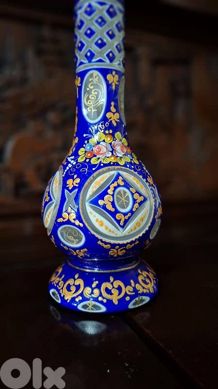 Imperial Bohemian Cobalt High-Enamel Overlay Vase 1