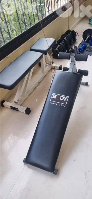 Total home gym, Barbells, weights, benches and accessories