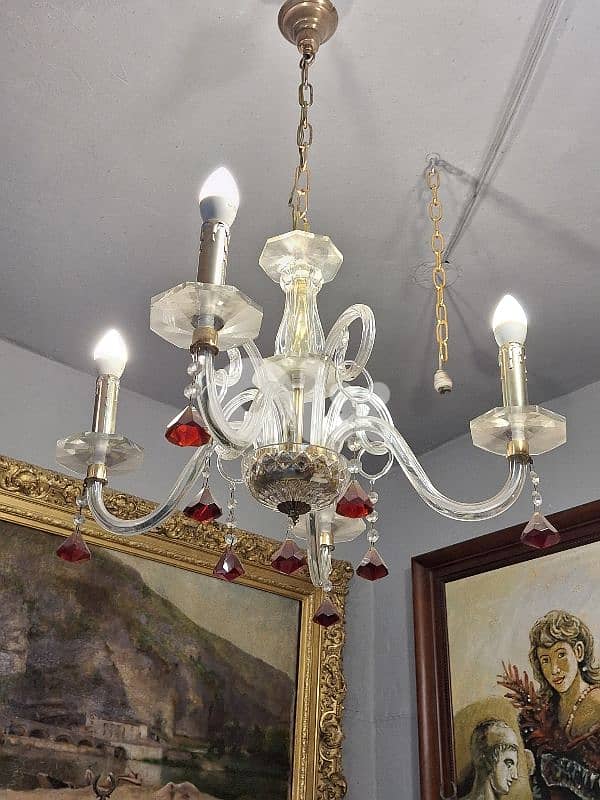 small murano 4 lamps chandelier 1