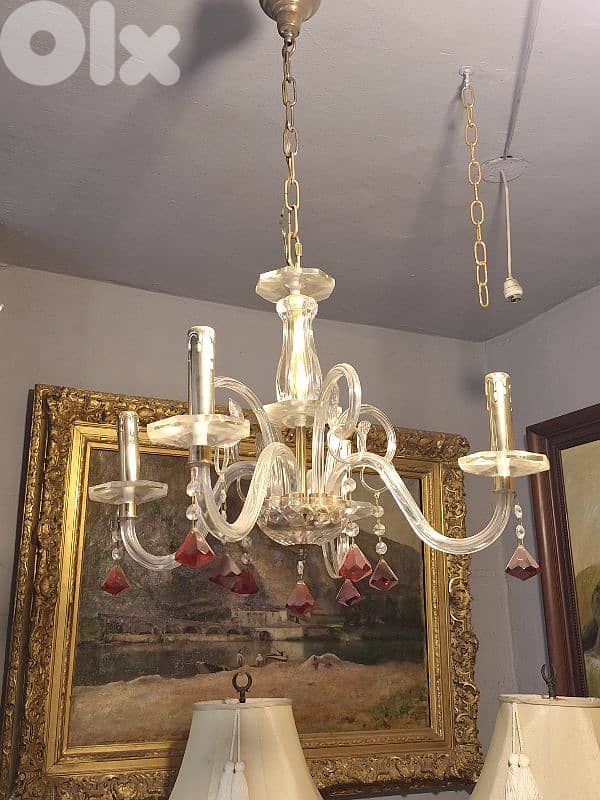 small murano 4 lamps chandelier 6