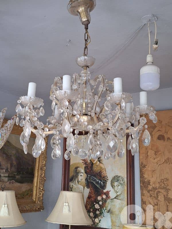 antique czech original crystal chandelier 6