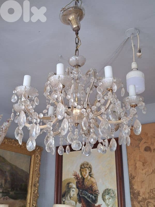 antique czech original crystal chandelier 7