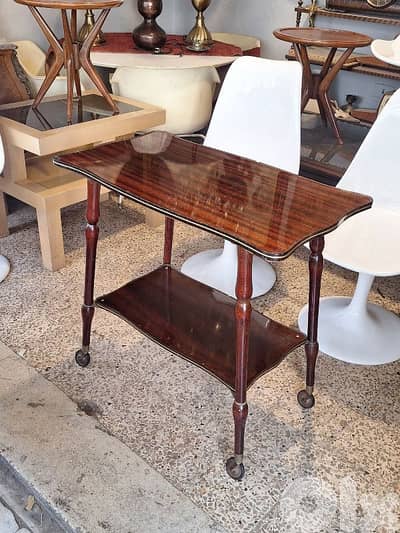 antique english trolley bar cart