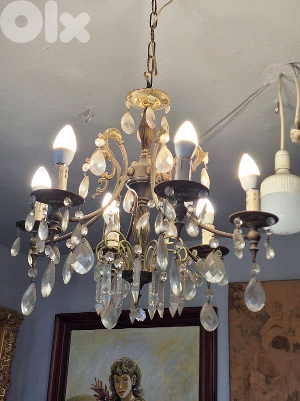 bronze and crystal small chandelier 1
