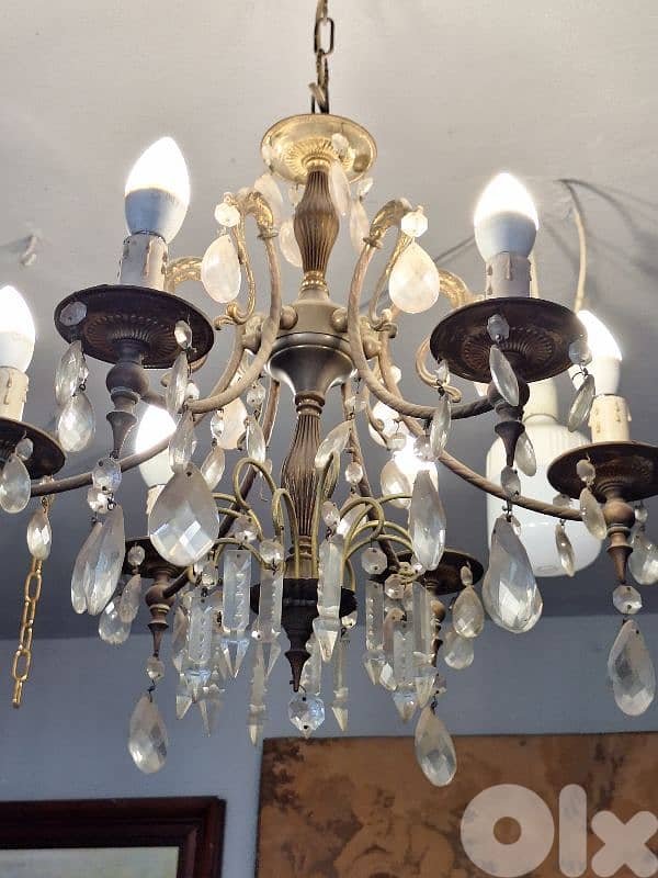 bronze and crystal small chandelier 2